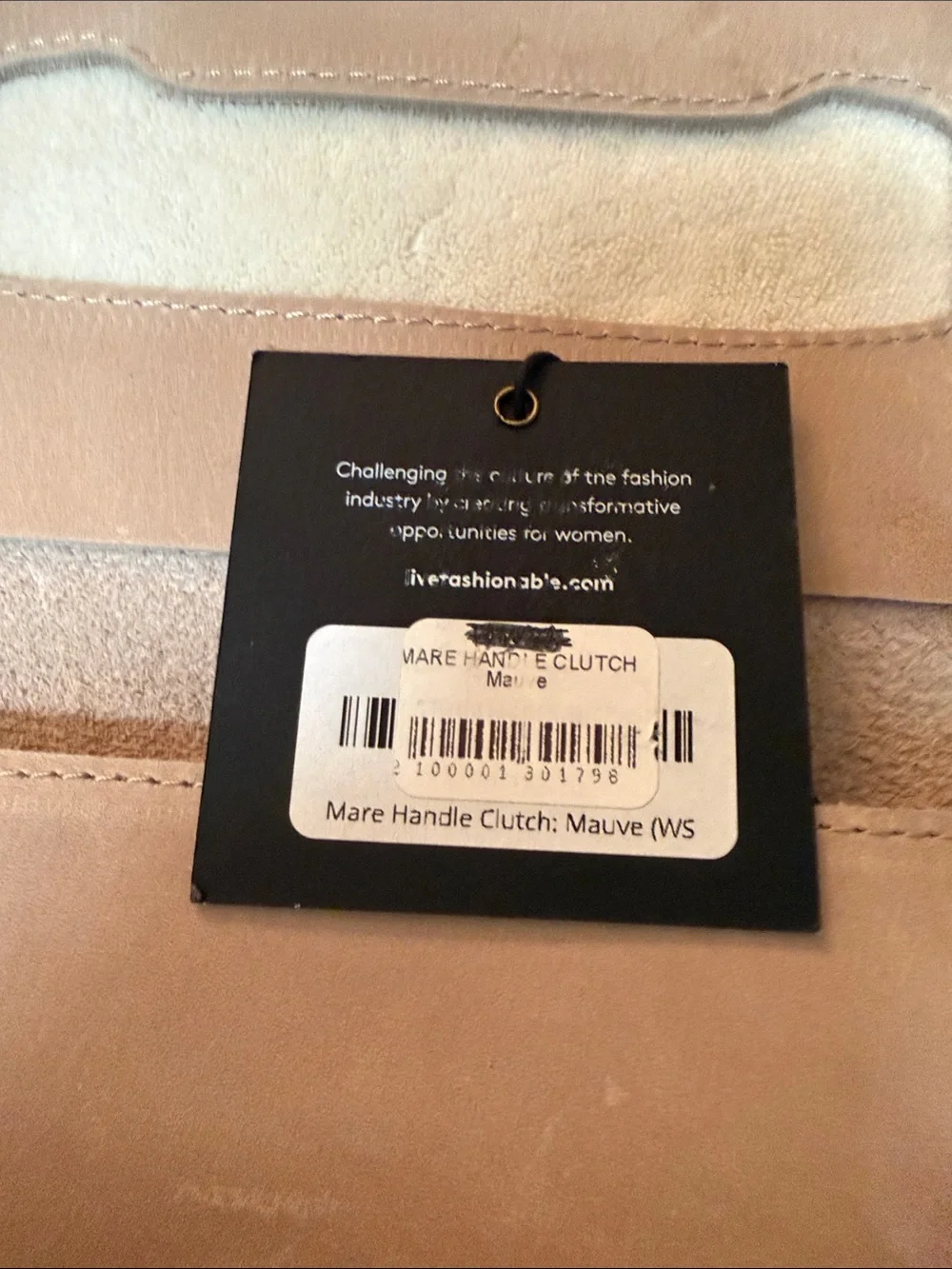 Able Taupe Leather Clutch with Top Handle